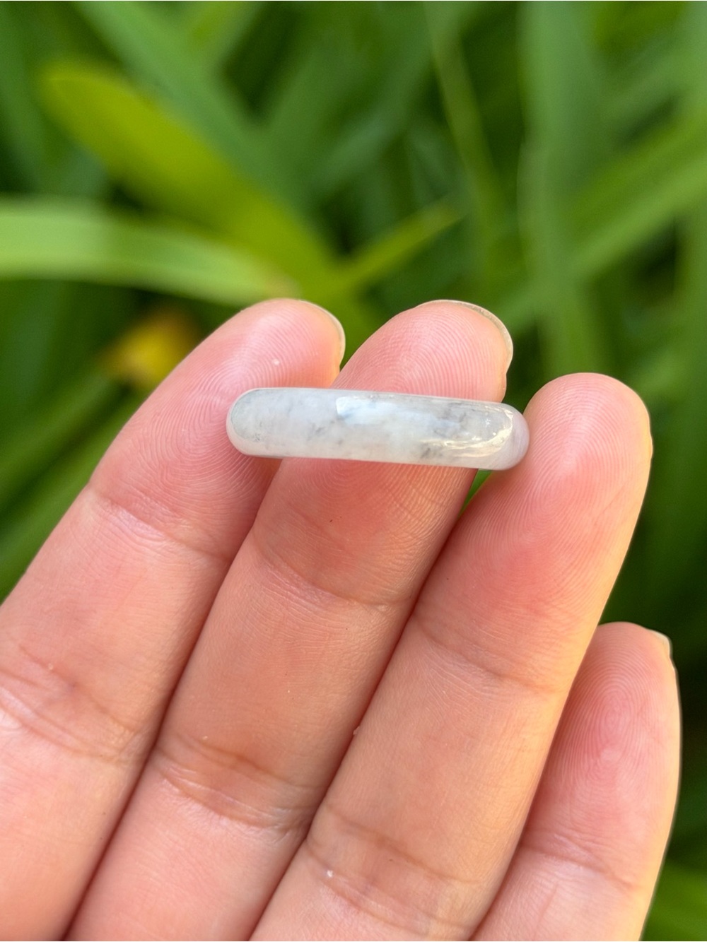 SIZE 9 Natural Gray White Jade Ring 2559 - Picture 2 of 7